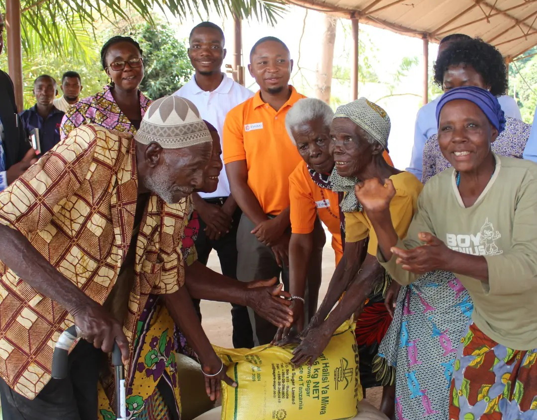 Elderly community members receiving care and support